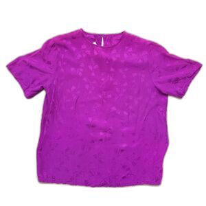 Vintage 90s Purple Floral Silk Blouse Women’s Small Romantic Retro Top